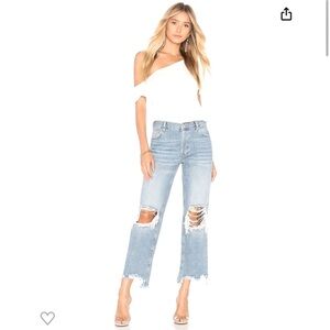 Free People Distressed Button Fly Jeans